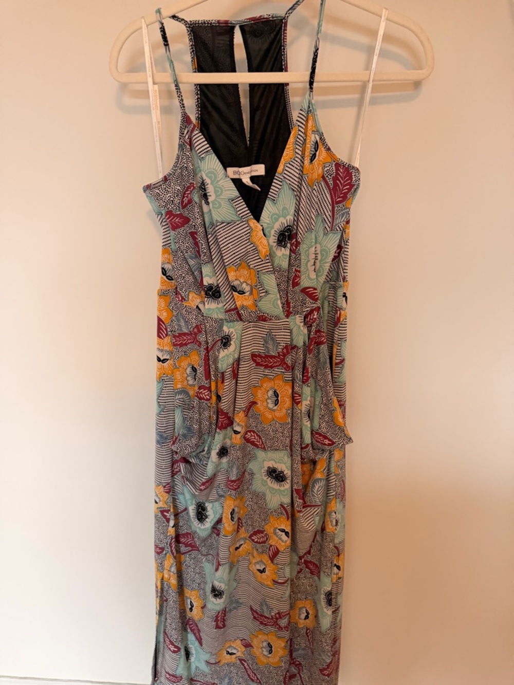BCBGeneration Floral Maxi Dress in Yellow, Mint & Burgundy